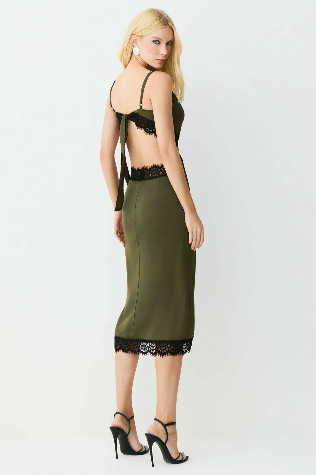 Imagem de Vestido Mídi Amarração Lateral Perna Verde Militar Escuro Zen